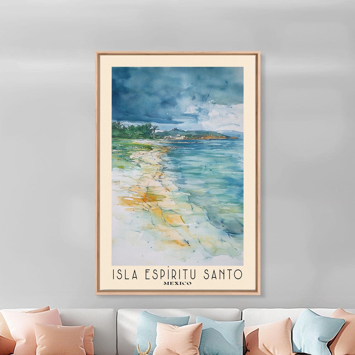 Isla Espiritu Santo Mexico Turquoise Bay Watercolor Coastline Poster - Image 3