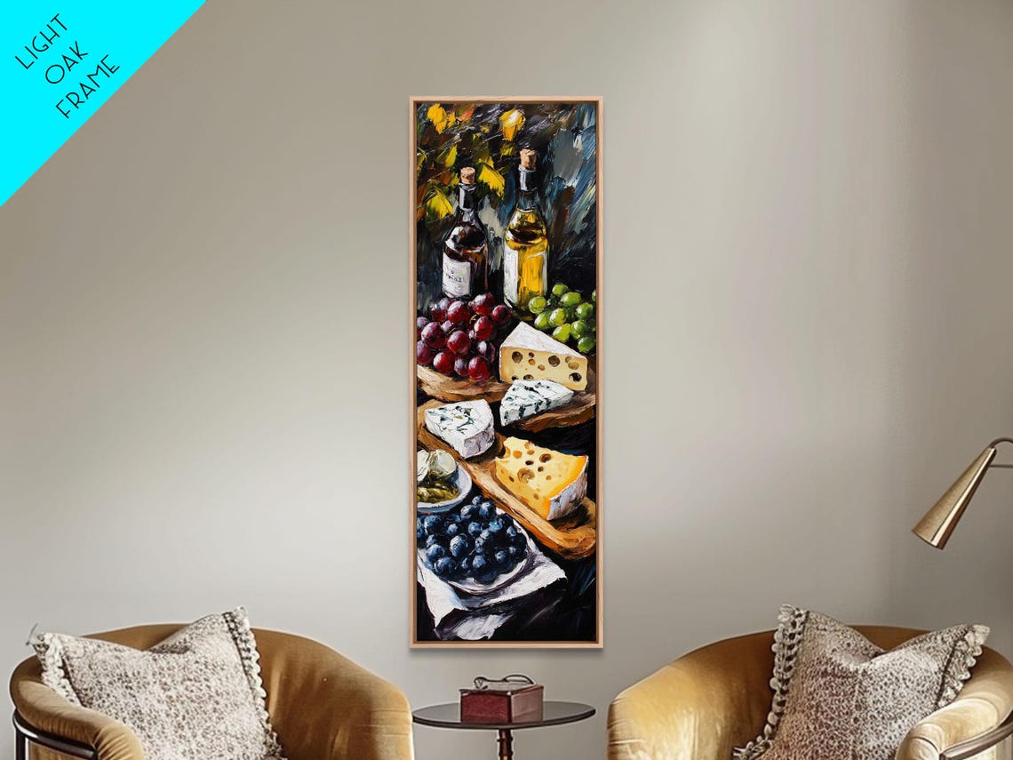 Wine and Cheese Still Life Moody Kitchen Culinary Dining Wall Art - Image 6