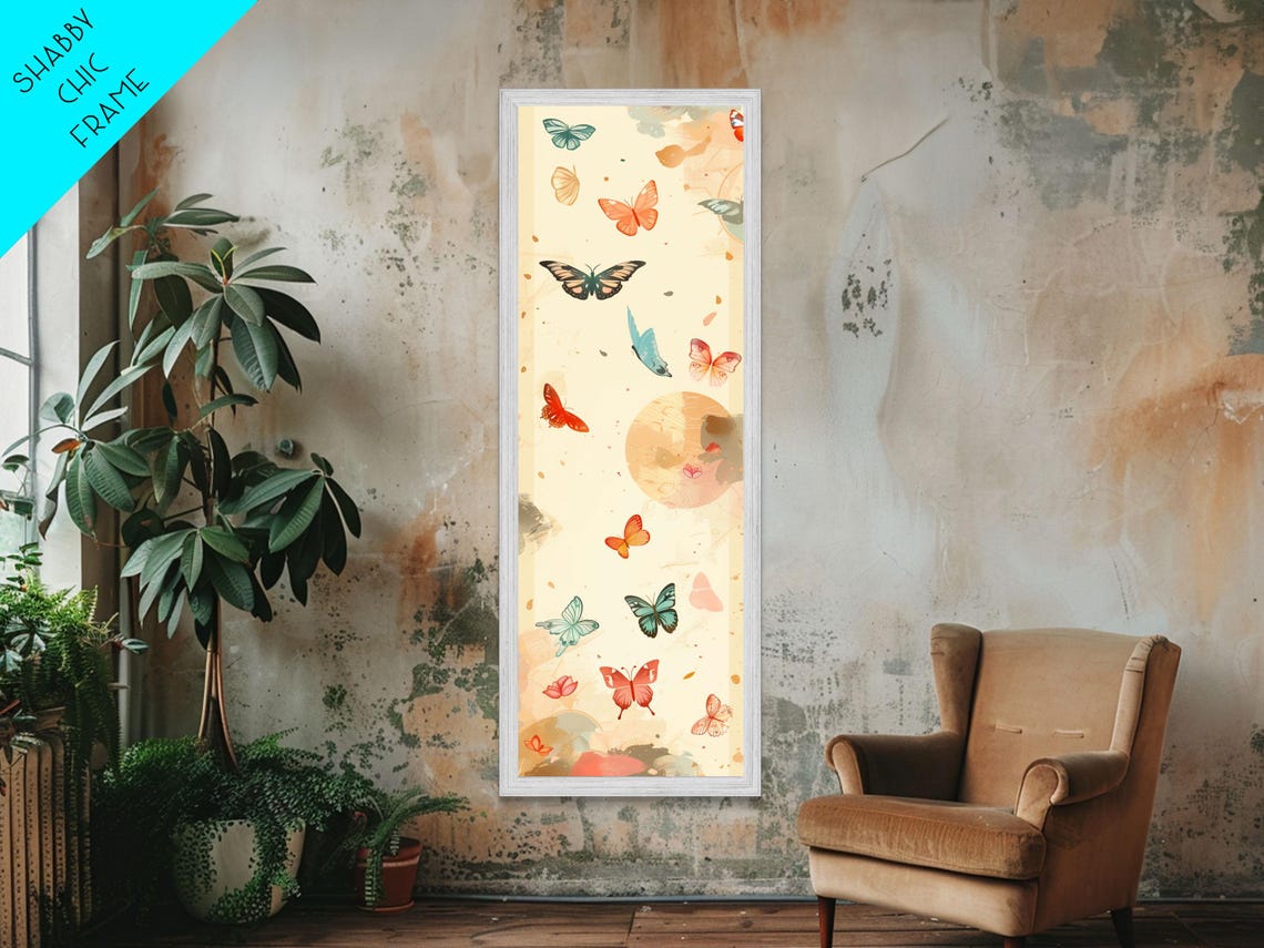Colorful Butterflies Light Background Floating Tall Art Poster - Image 6