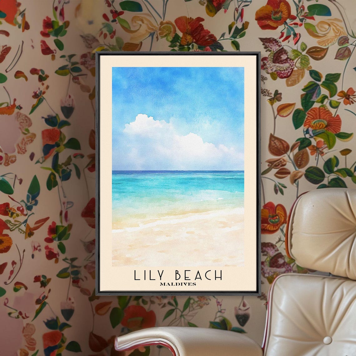 Lily Beach Maldives Minimal White Sand Turquoise Gradient Sea Poster - Image 2