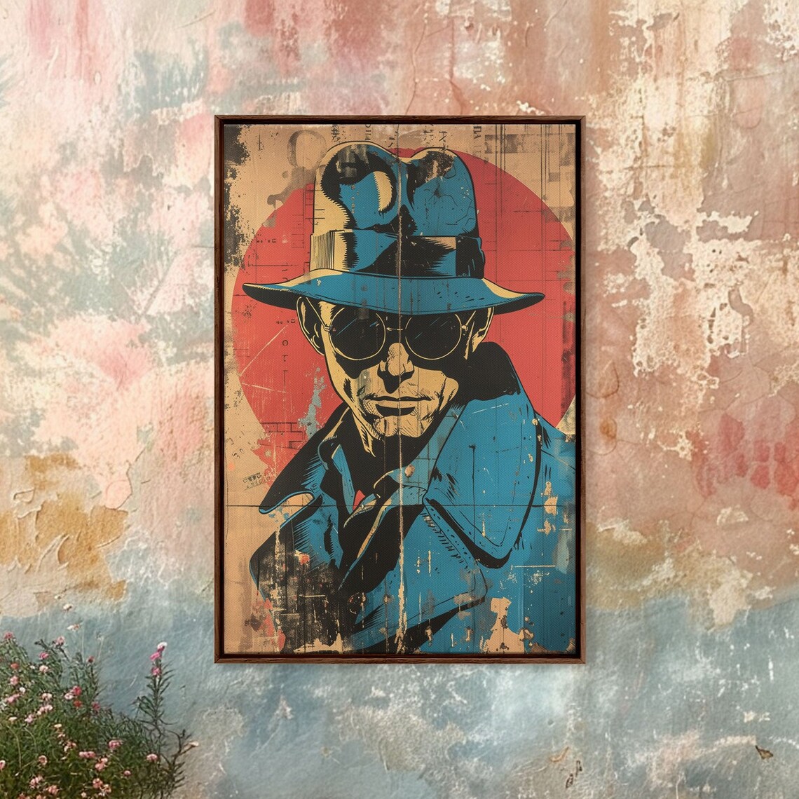 1950s Detective Noir Comic Art Poster Man in Fedora Sunglasses Print - Image 5