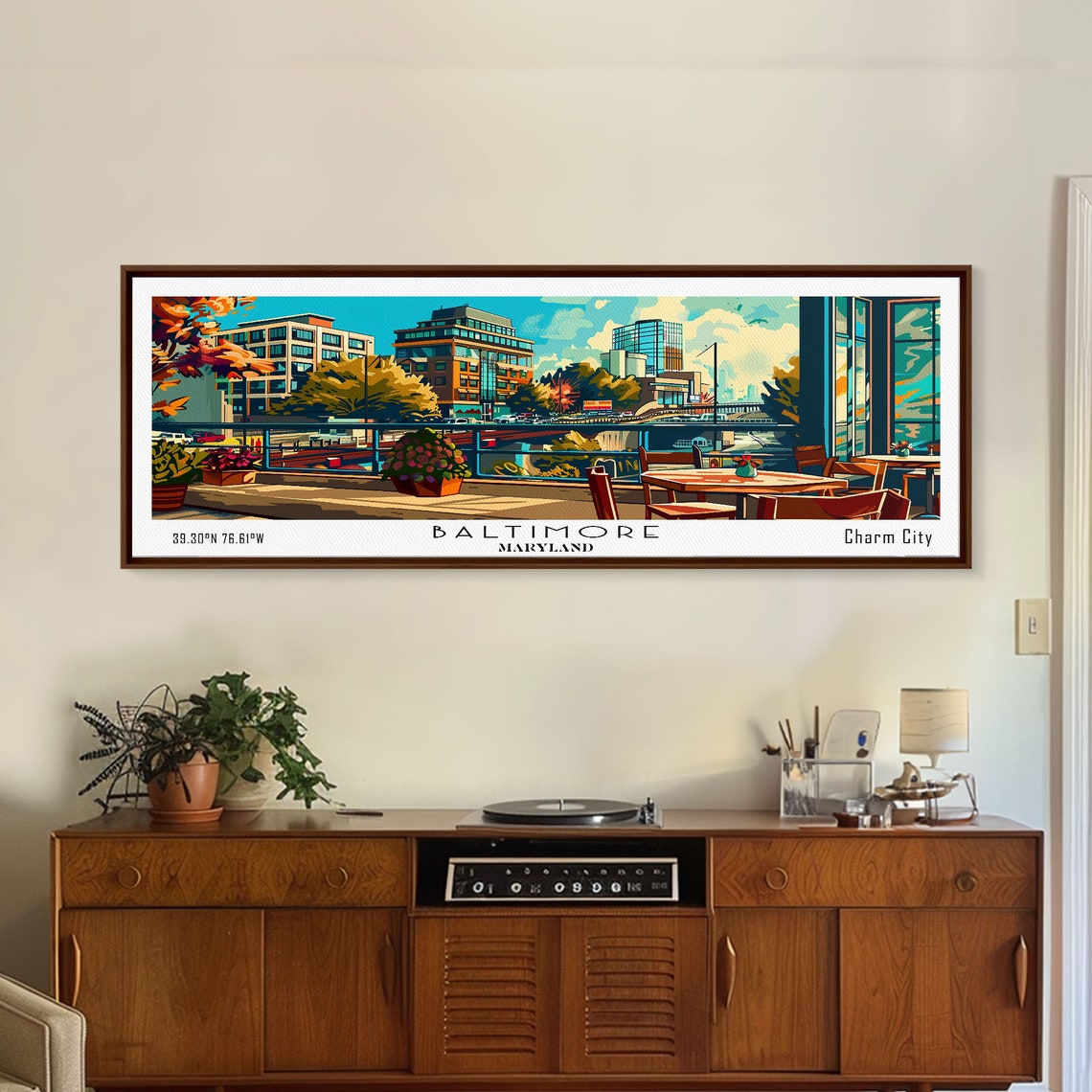 Baltimore Maryland Charm City Harbor Skyline Waterfront Travel Poster