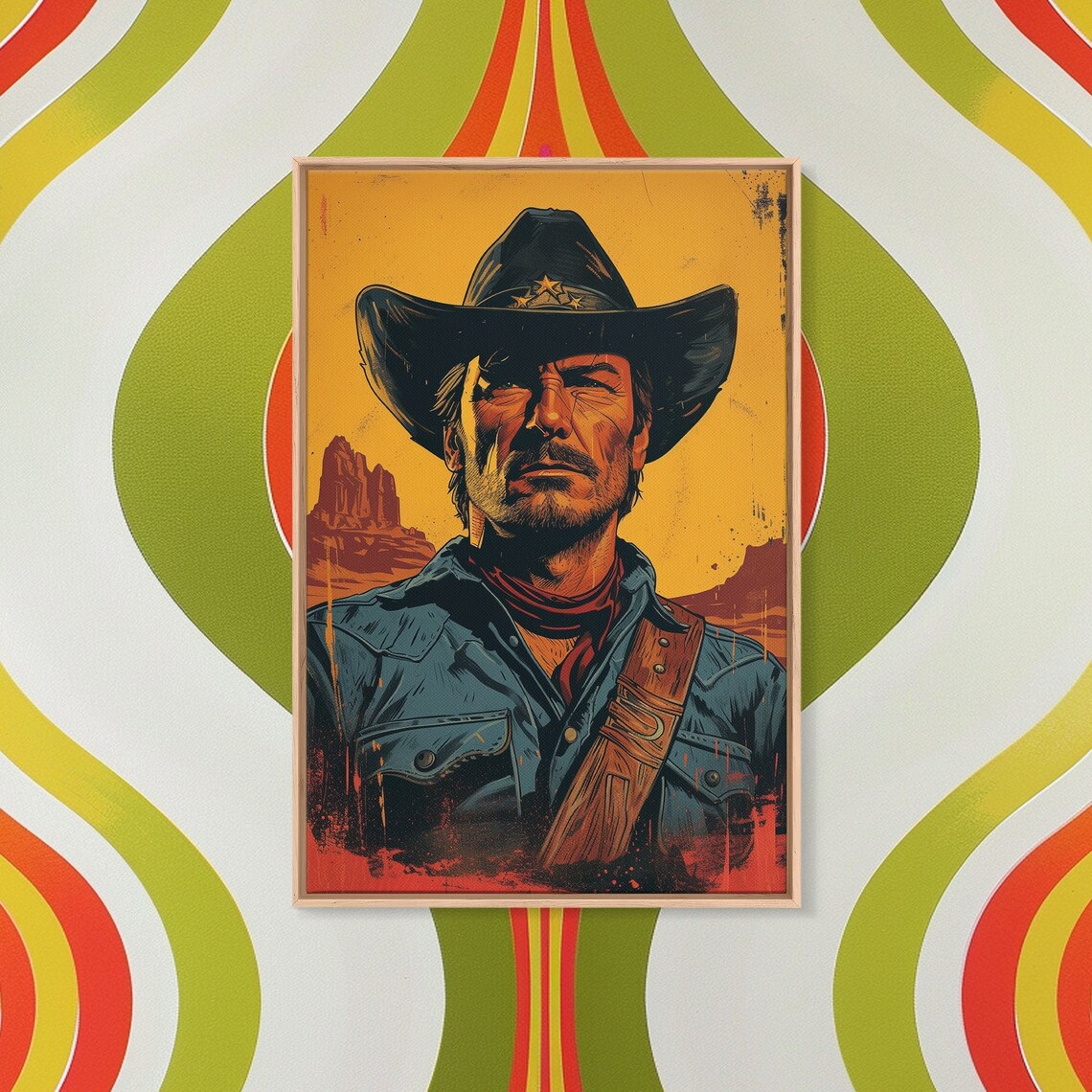Retro Cowboy Pop Art, Western Cowboy Art Print