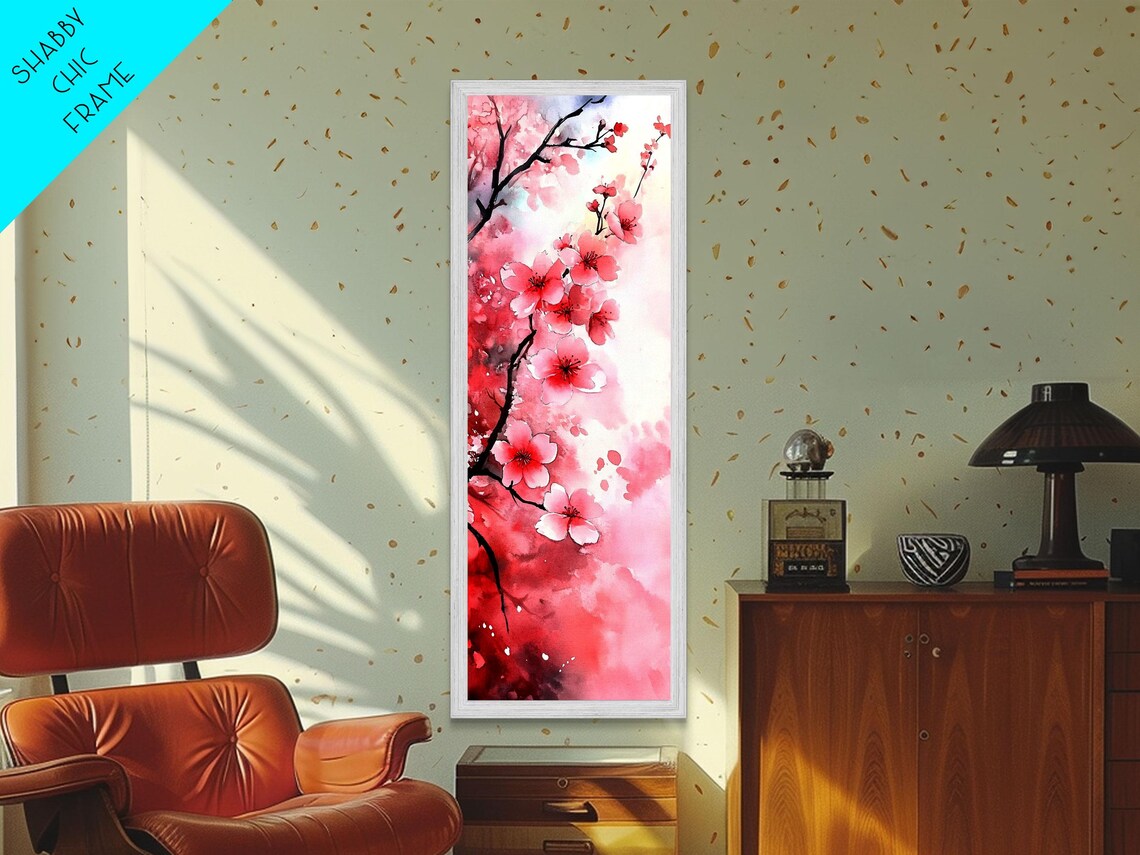 Pink Cherry Blossom Branch Watercolor Floral Art Spring Poster - Image 2