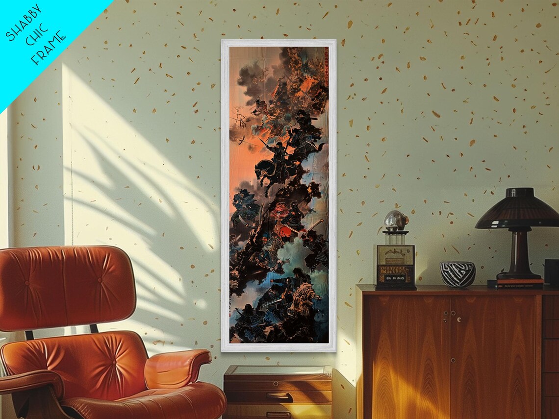 Japanese Style Warriors Battle Scene Art Print - Image 5