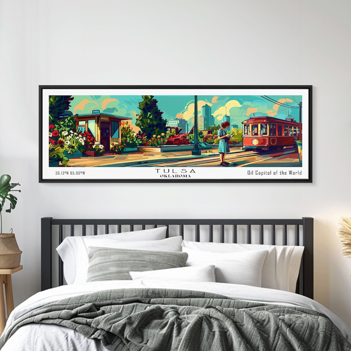 Tulsa Oklahoma Red Streetcar Flower Trolley Stop Vintage Travel Poster - Image 6