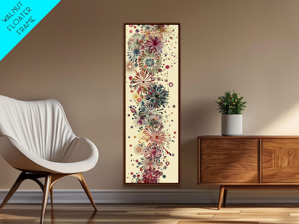 Vibrant Floral Burst Explosions Colors Cream Tall Japanese Art Poster - Image 5