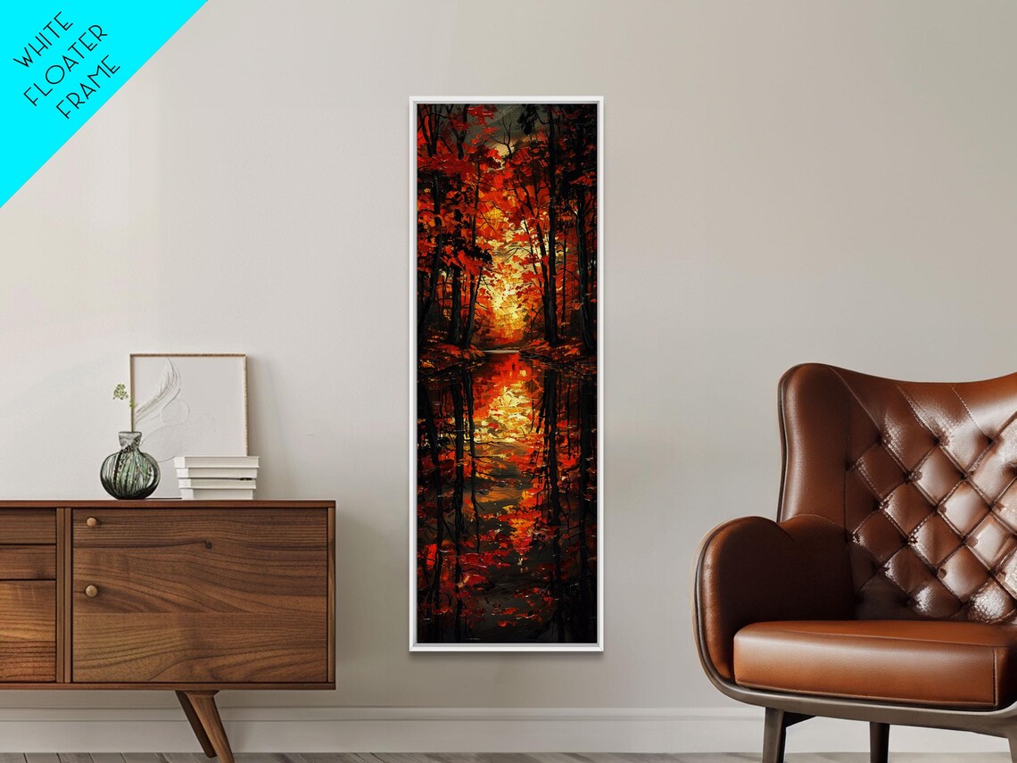 Fall Forest Reflected In The Lake Framed Print Whimsical Home Decor Unique Wall Art Gift Idea For Housewarming - Image 2