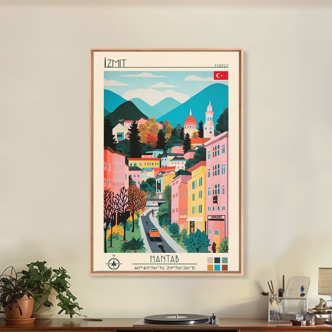 Izmit Turkey Colorful Hillside City Clock Tower View Travel Poster - Image 5