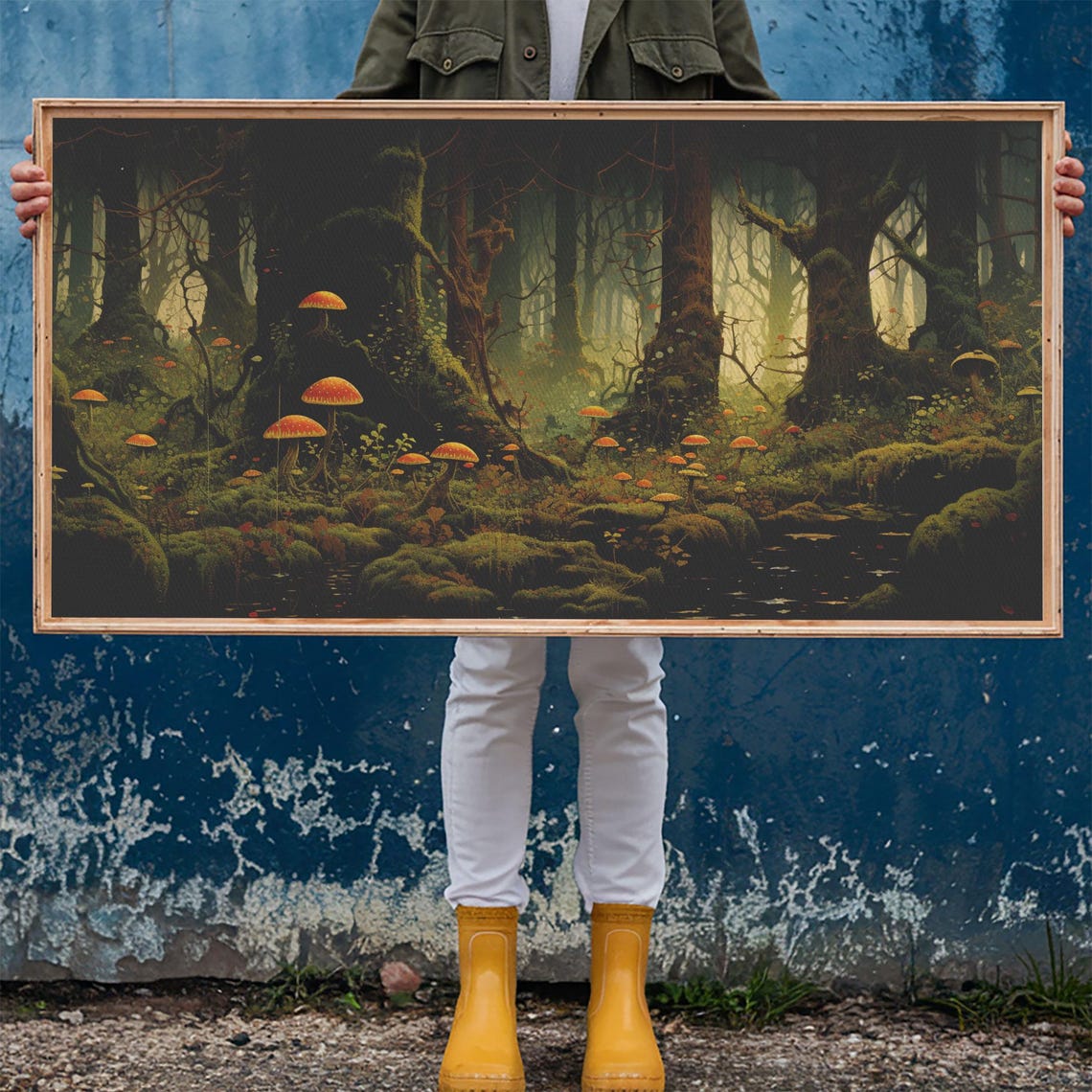Enchanted Forest Glowing Mushrooms Mossy Woods Fantasy Art Print - Image 6
