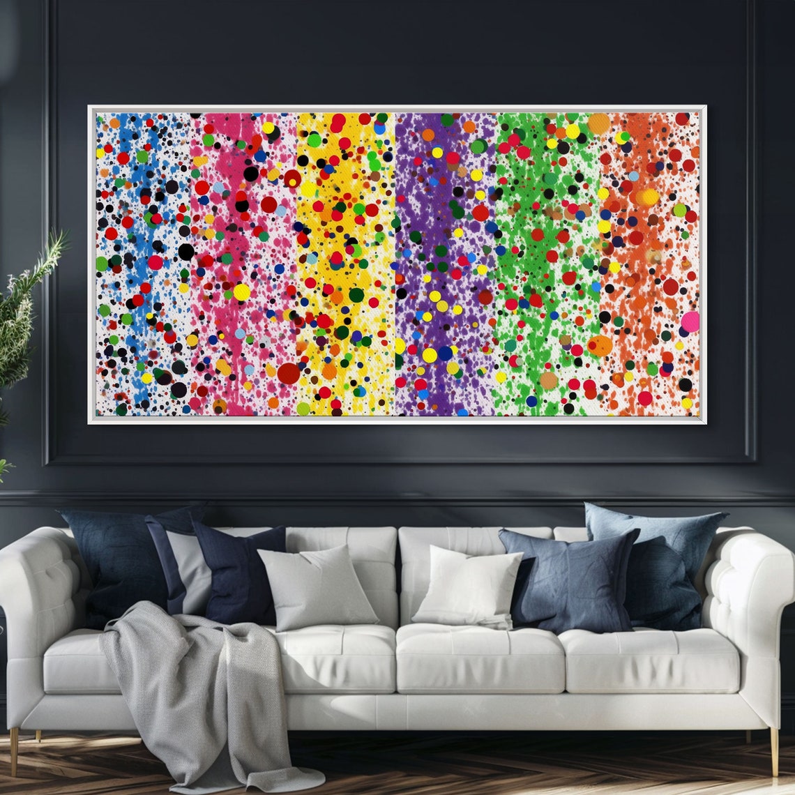 Rainbow Splatter Art Framed Print Graffiti Splatter Painting Colorful Decor Ally Art Polka Dot Wall Art - Image 3