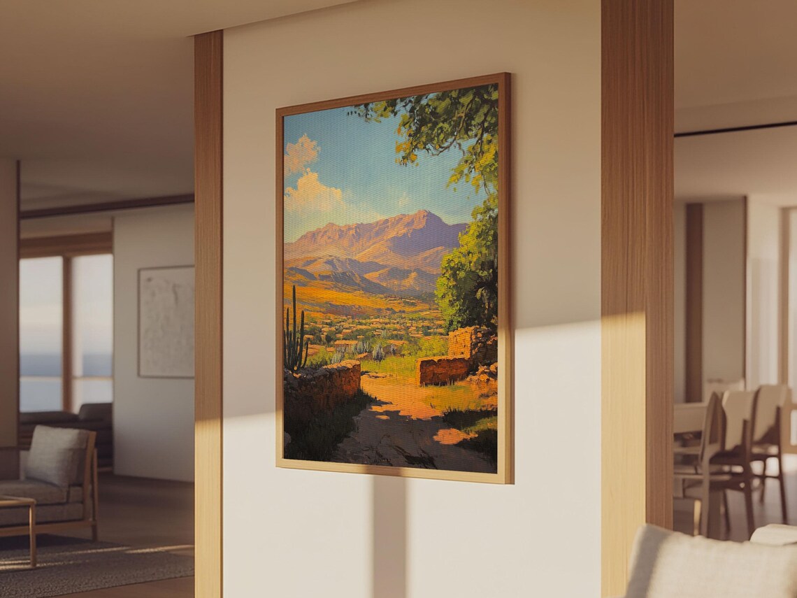 Rustic Mountain Landscape Framed Print Southwest Wall Art Above Sofa Rustic Decor Gift Idea Living Room Art Landscape Painting - Image 4