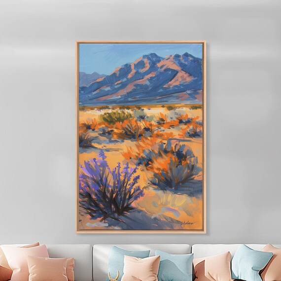 Majestic Desert Mountains And Vegetation Scenic Wall Art For Living Room Or Bedroom Framed Print For Home Decor