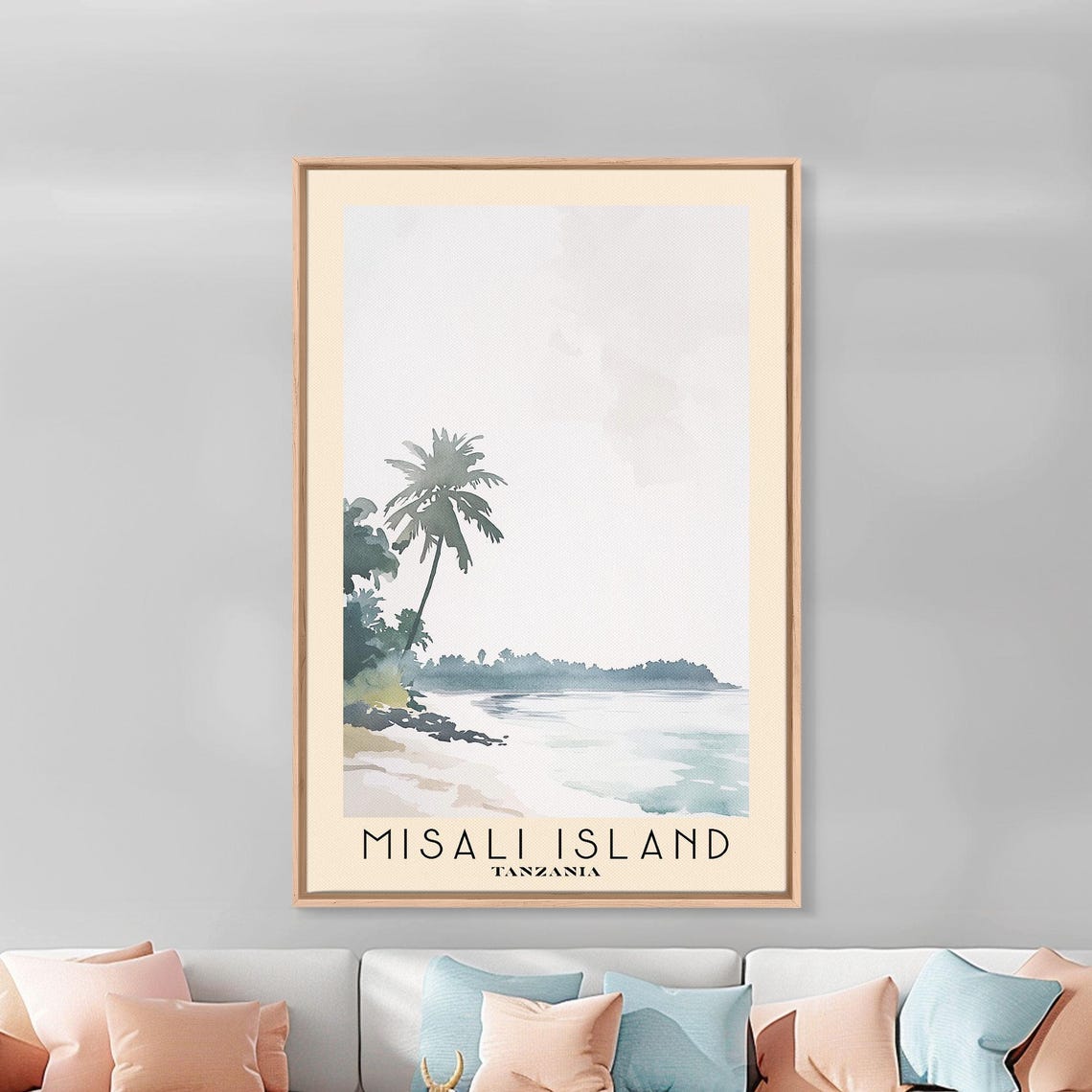Misali Island Tanzania Minimalist Palm Beach Watercolor Travel Poster - Image 3