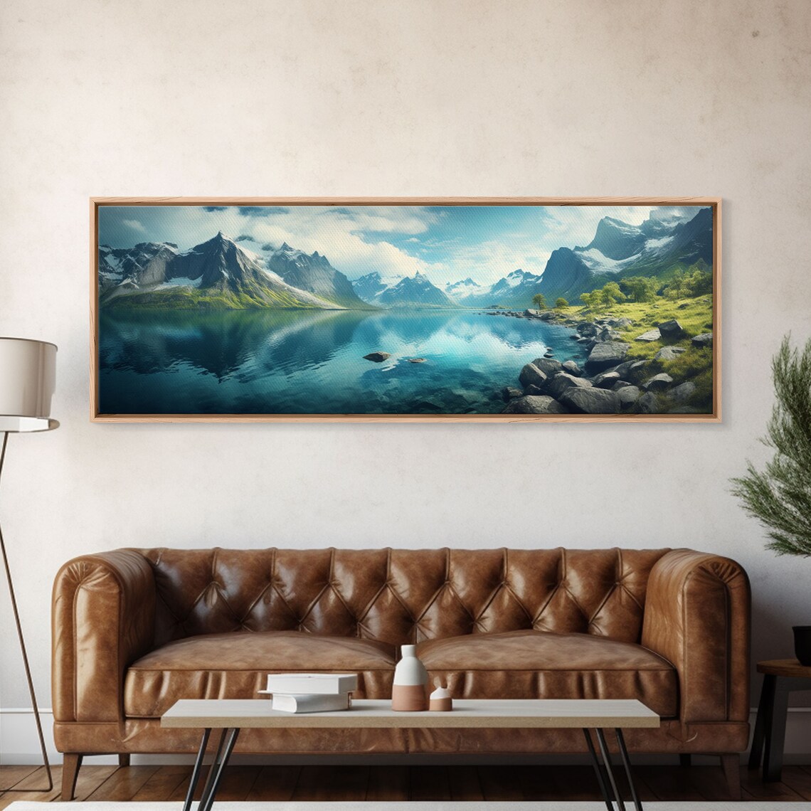 Norway Fjords Panoramic Turquoise Lake Snowy Peaks Photography Poster - Image 5