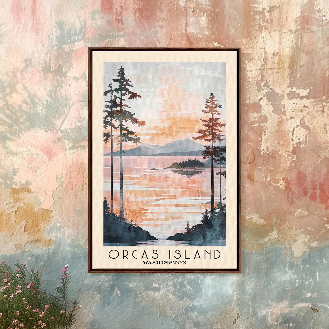 Orcas Island Washington Watercolor Beach Art Print