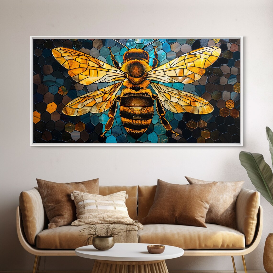 Honey Bee Trendy Stained Glass Style Art Print - Image 5