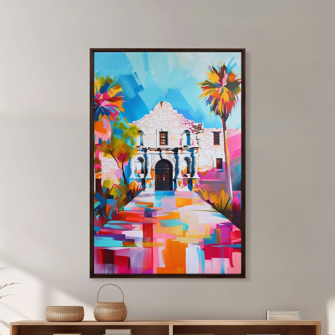 The Alamo Texas In Colorful Abstract Pop Art Style Travel Poster - Image 3