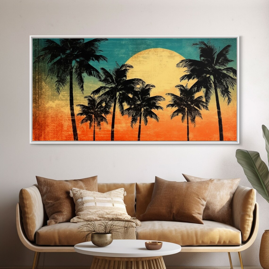 Sunset Palm Trees Tropical Orange Panoramic Art Print - Image 5