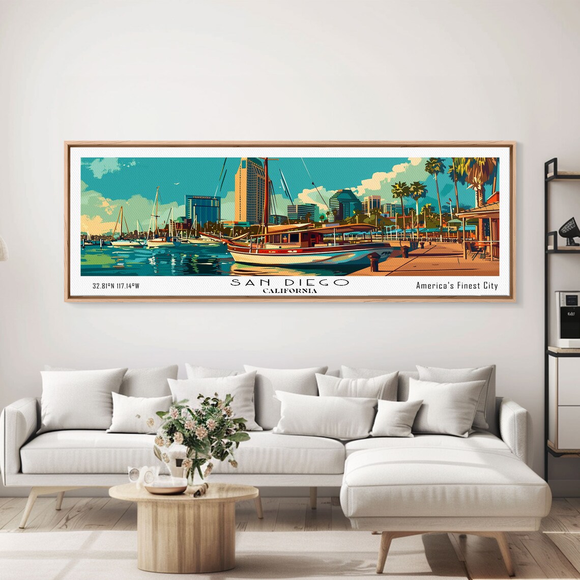 San Diego California Panoramic Travel Poster, Mid Century - Image 3