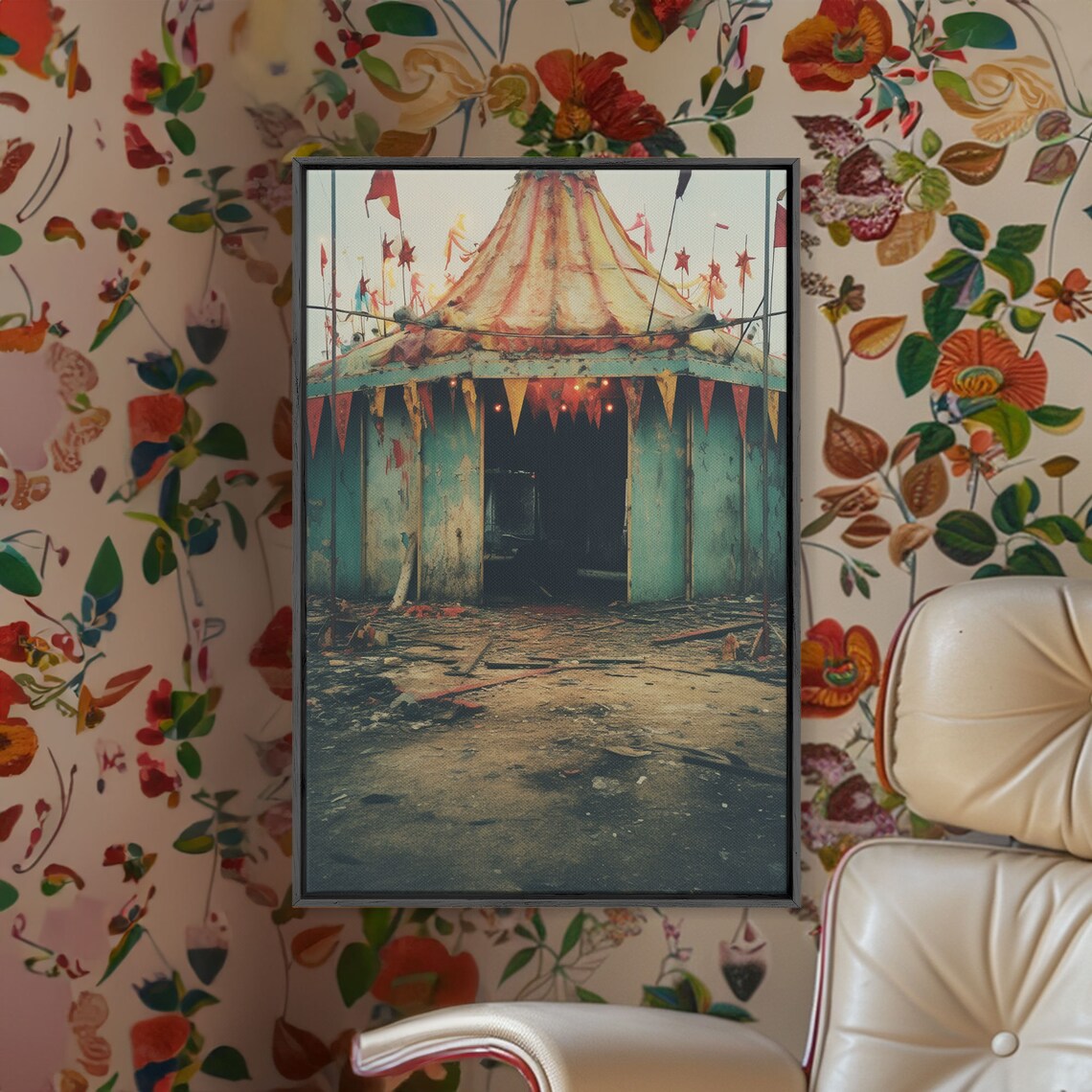Carnival Circus Tent Minimalist Art Print, Spooky