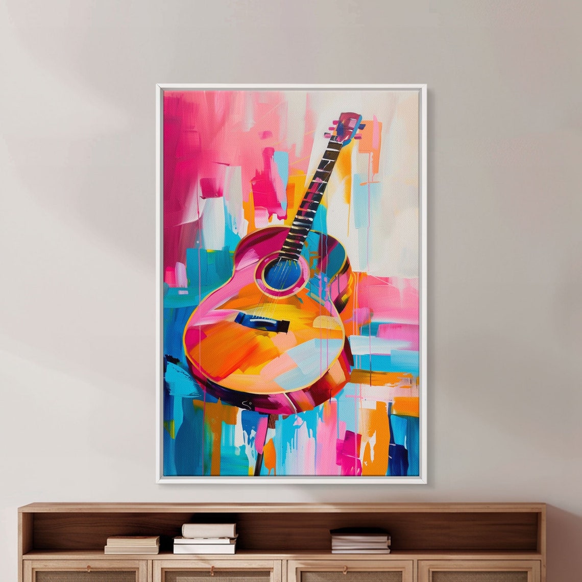 Acoustic Guitar Colorful Abstract Music Room Modern Wall Art - Image 3