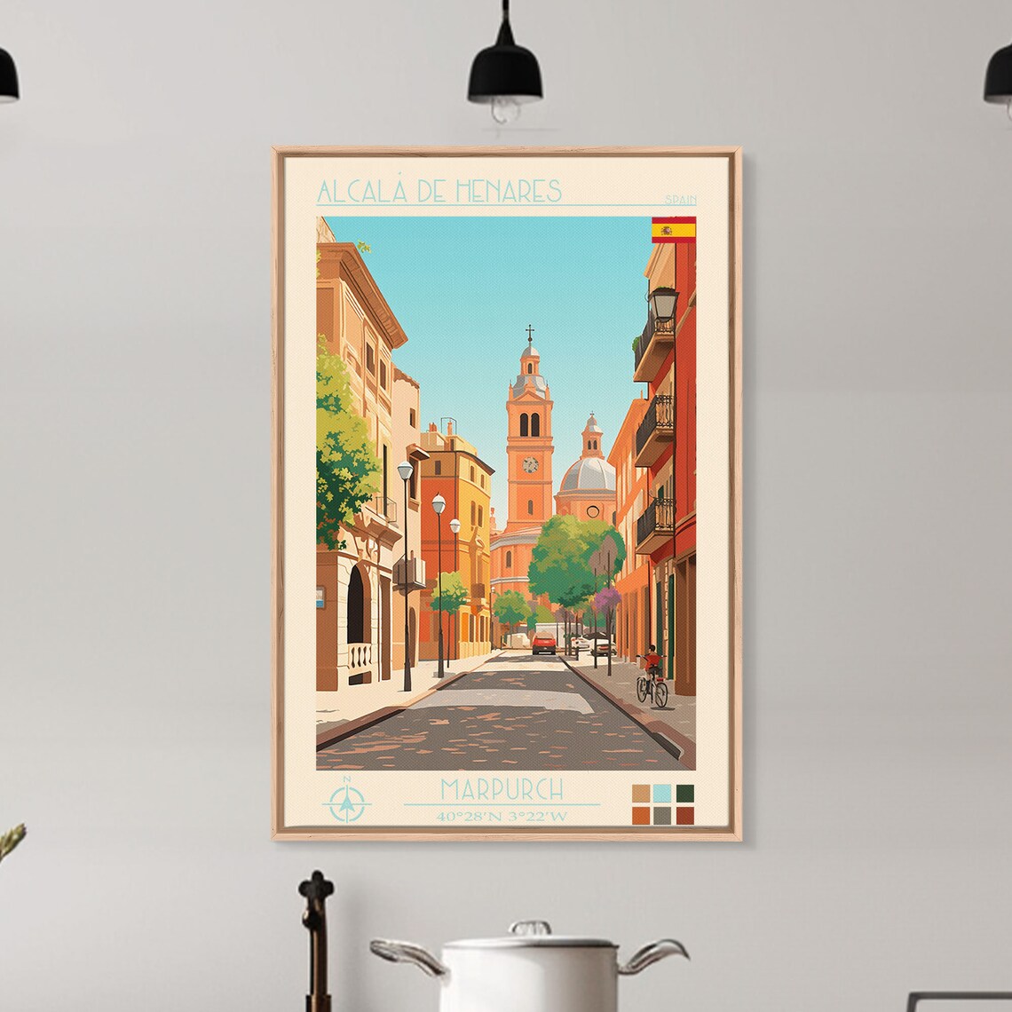 Alcala de Henares Spain Historic Old Town Street Cathedral Poster - Image 5