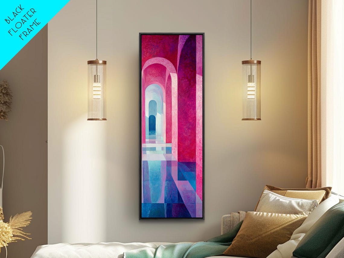 Magenta Archway Corridor Abstract Architecture Blue Depth Poster - Image 4