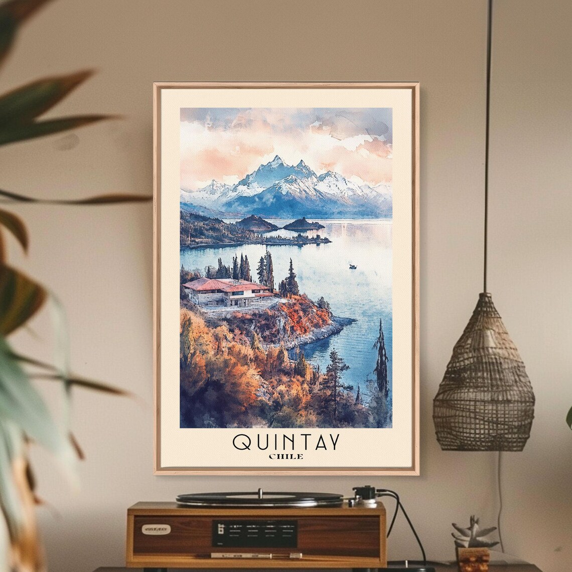 Quintay Chile Coastal Villa Rocky Point Snow Capped Mountains Blue Water Poster - Image 2