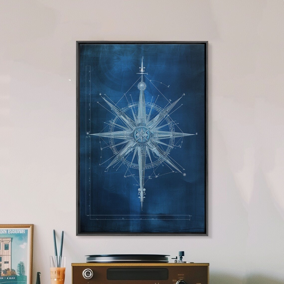 Industrial Compass Nautical Blueprint Art Print - Image 5