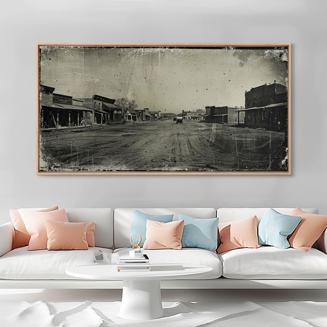 Deserted Old West Town Street Wooden Storefronts Sepia Vintage Print - Image 3