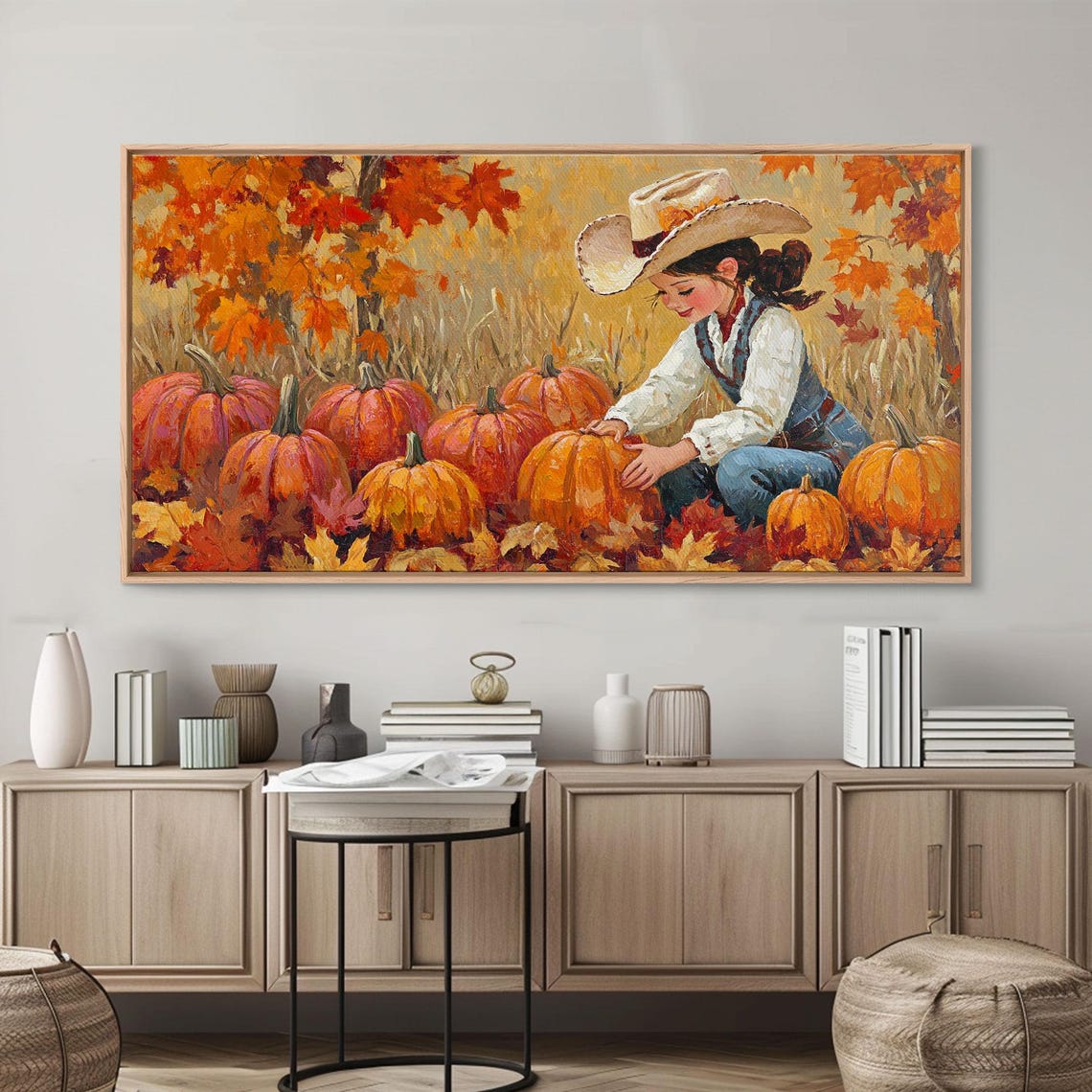 Cowgirl In A Pumpkin Patch Cute Rustic Decor Framed Print Fall Centerpiece Decor Nursery Decor Girl Gift Idea - Image 5