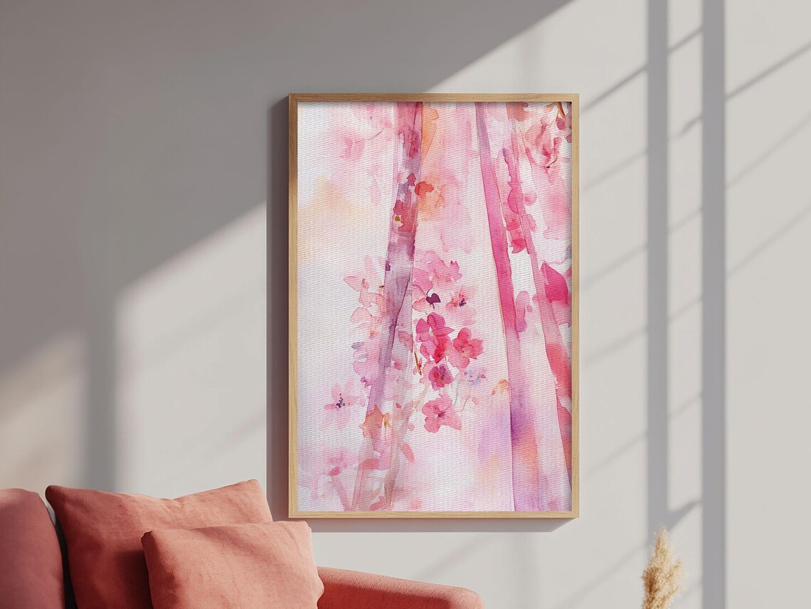 Pink Petals Abstract Floral Watercolor Soft Blush Dreamy Art Poster - Image 2
