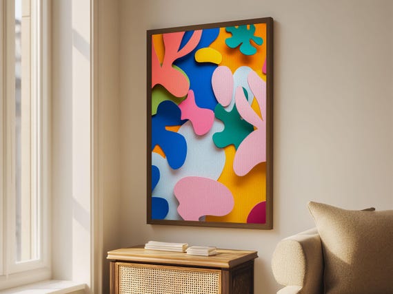 Bold Abstract Organic Shapes Print Contemporary Chinoiserie Wall Art Vibrant Boho And Minimalist Design For Modern Spaces