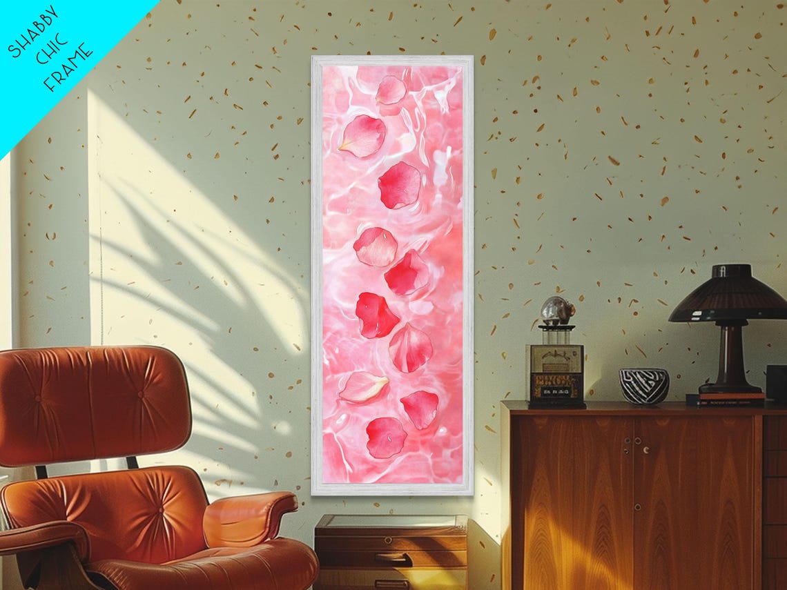 Pink Rose Petals Floating Water Ripples Serene Zen Spa Wall Art - Image 5