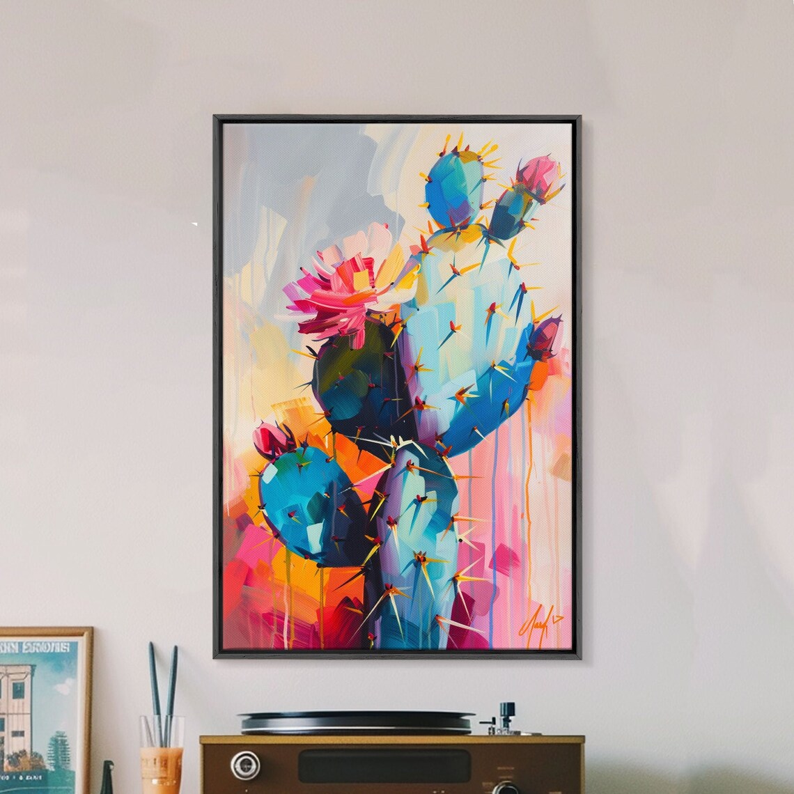 Flowering Cactus Modern Desert Plant Art Print