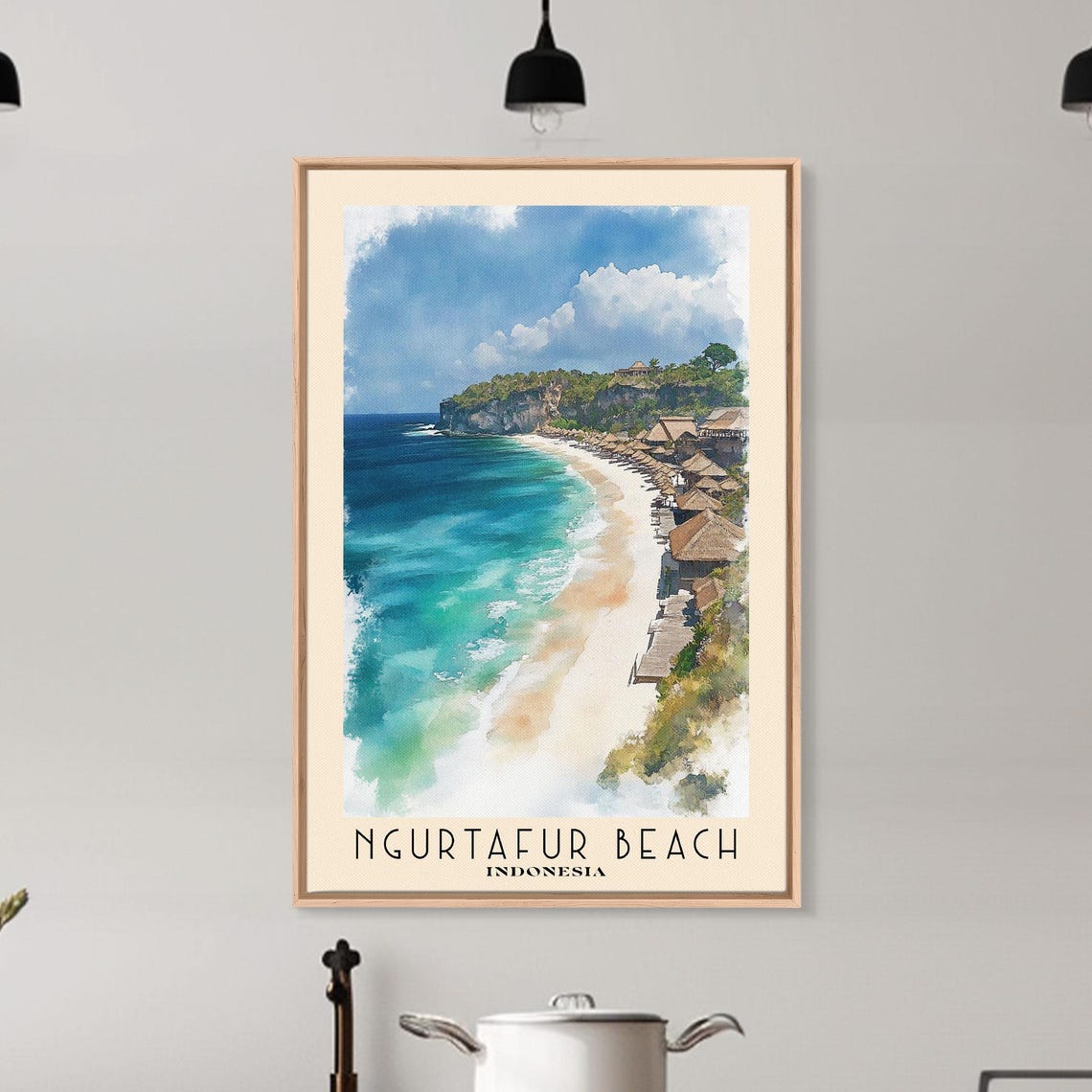 Ngurtafur Beach Indonesia Thatched Huts Turquoise Bay Travel Poster - Image 6