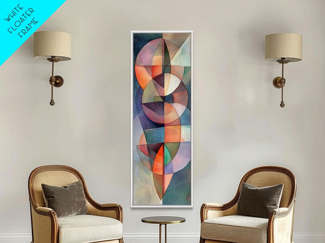 Pastel Geometric Circles Mid Century Modern Abstract Watercolor Art Poster - Image 3