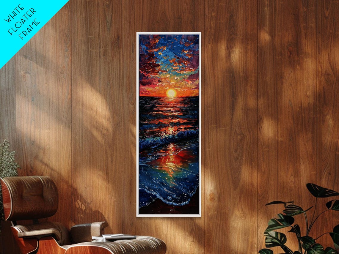 Ocean Sunset Impasto Oil Painting Dramatic Waves Wall Art Print - Image 4