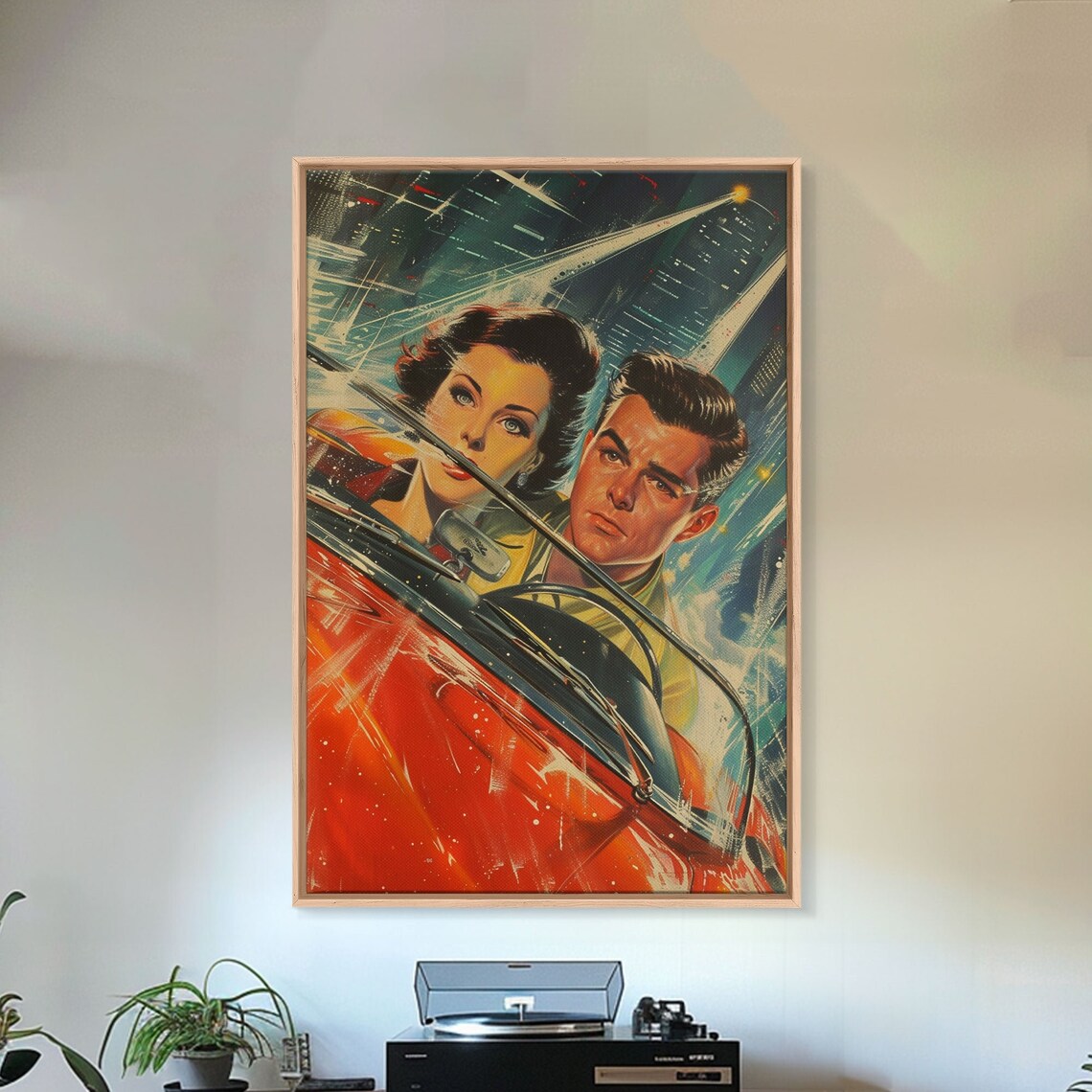 Retro Sci-Fi Vintage Red Car, Atomic Age Poster Print - Image 5