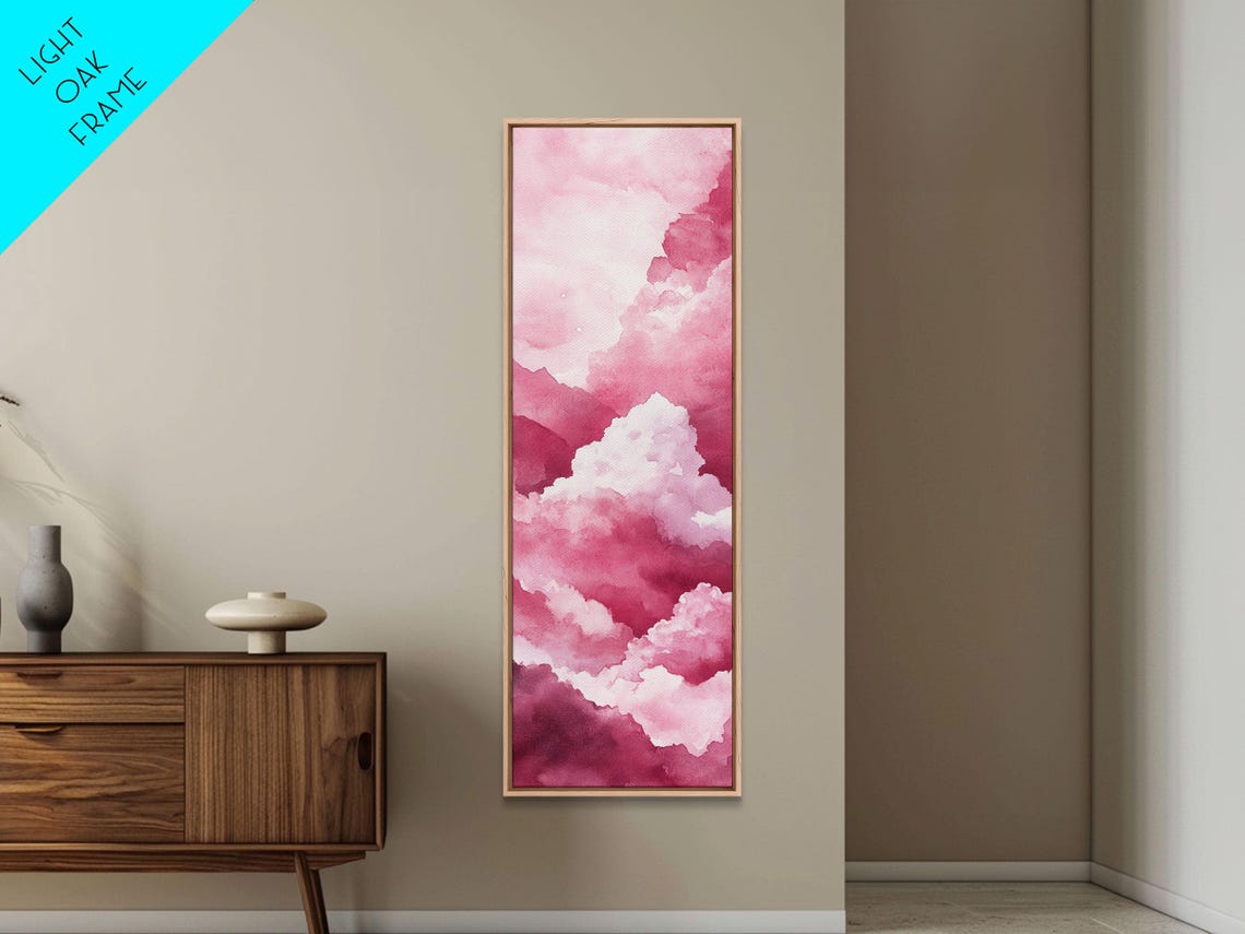 Dreamy Pink Clouds Watercolor Sky Minimalist Abstract Wall Art