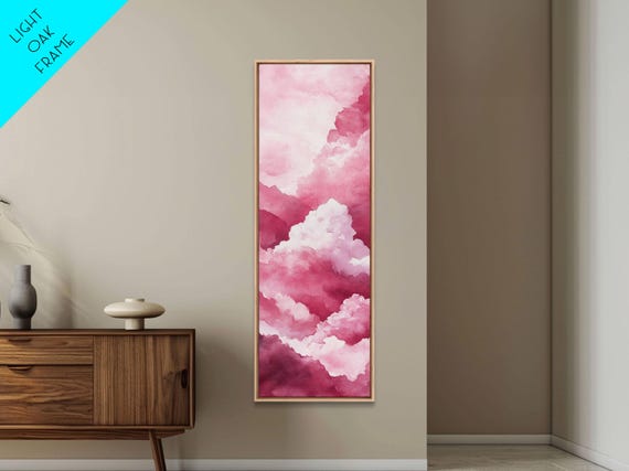 Dreamy Pink Clouds Print Light Pink Wall Art Vertical Living Room Art Minimalist Decor Bedroom Above Bed Wabi Sabi Art