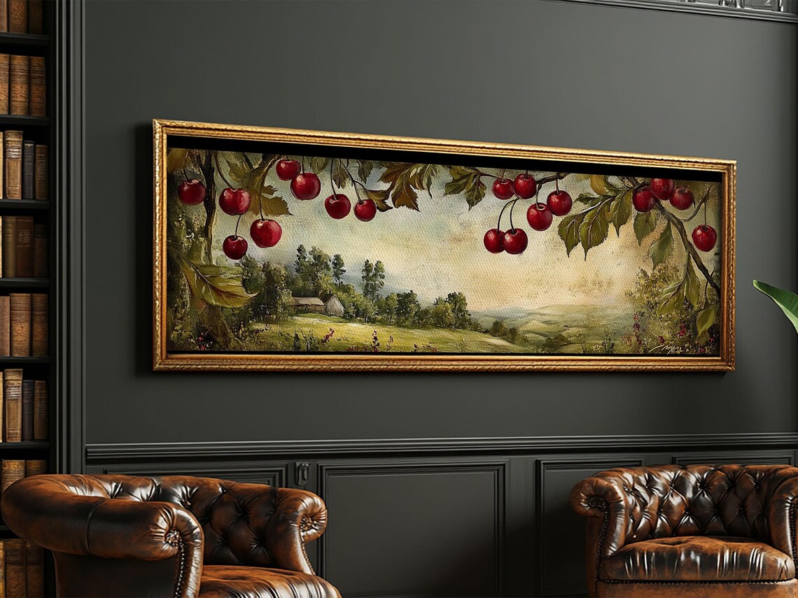 Cherries Rustic Farmhouse Landscape Wall Art Print - Image 6