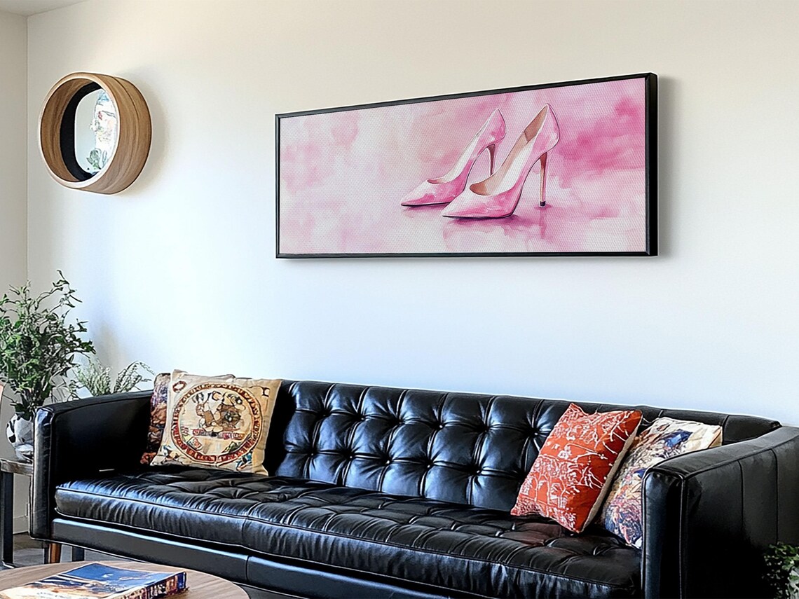 Pink High Heels Watercolor Fashion Glam Feminine Bedroom Poster