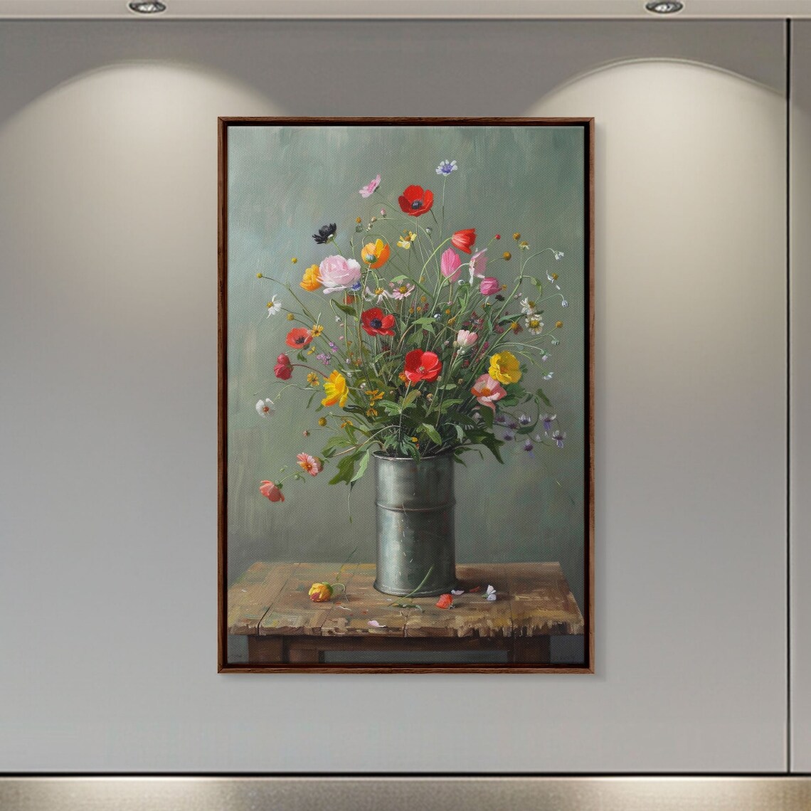 Wildflowers In Metal Vase On Weathered Wood Rustic Still Life Poster - Image 5