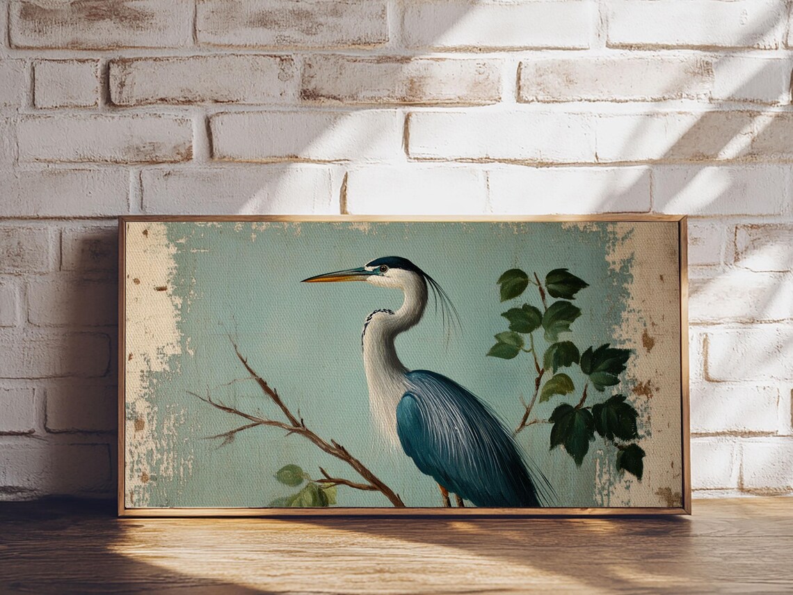 Blue Heron Funky Painting Art Print, Great Blue Heron - Image 5