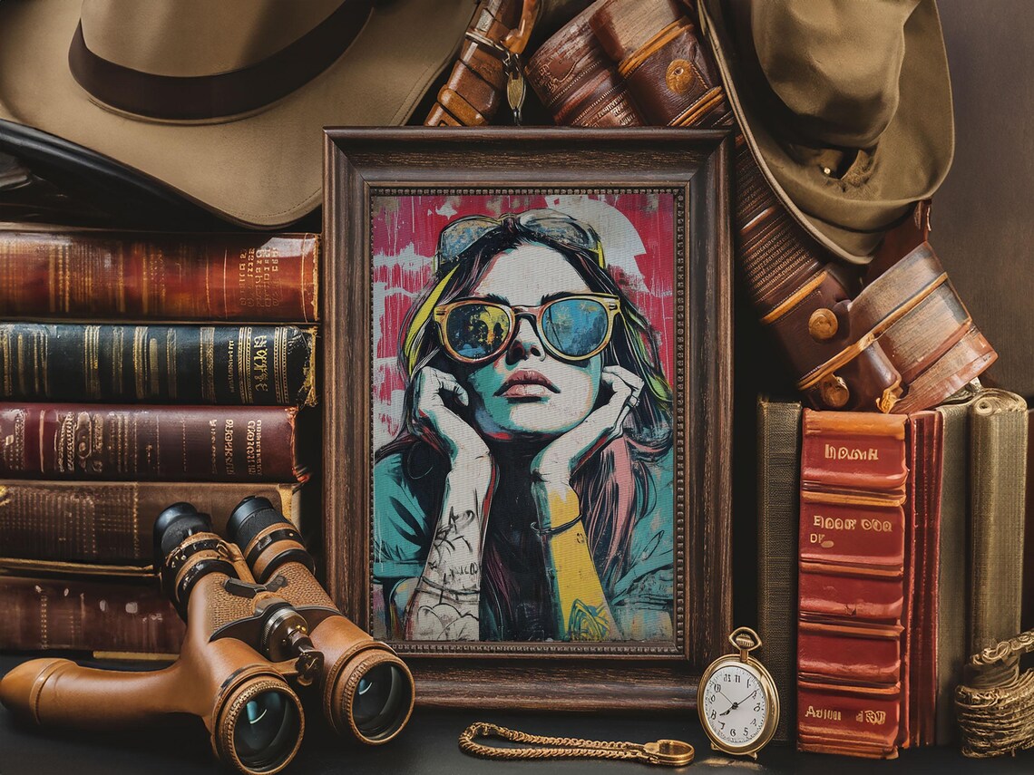 Pop Art Punk Woman Sunglasses Street Art Portrait Bold Color Poster