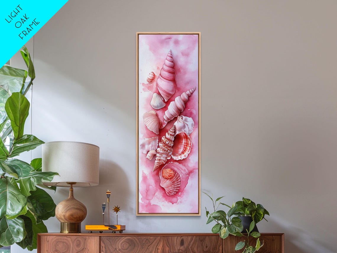 Pink Seashell Watercolor Collection Coastal Nautical Wall Art - Image 3