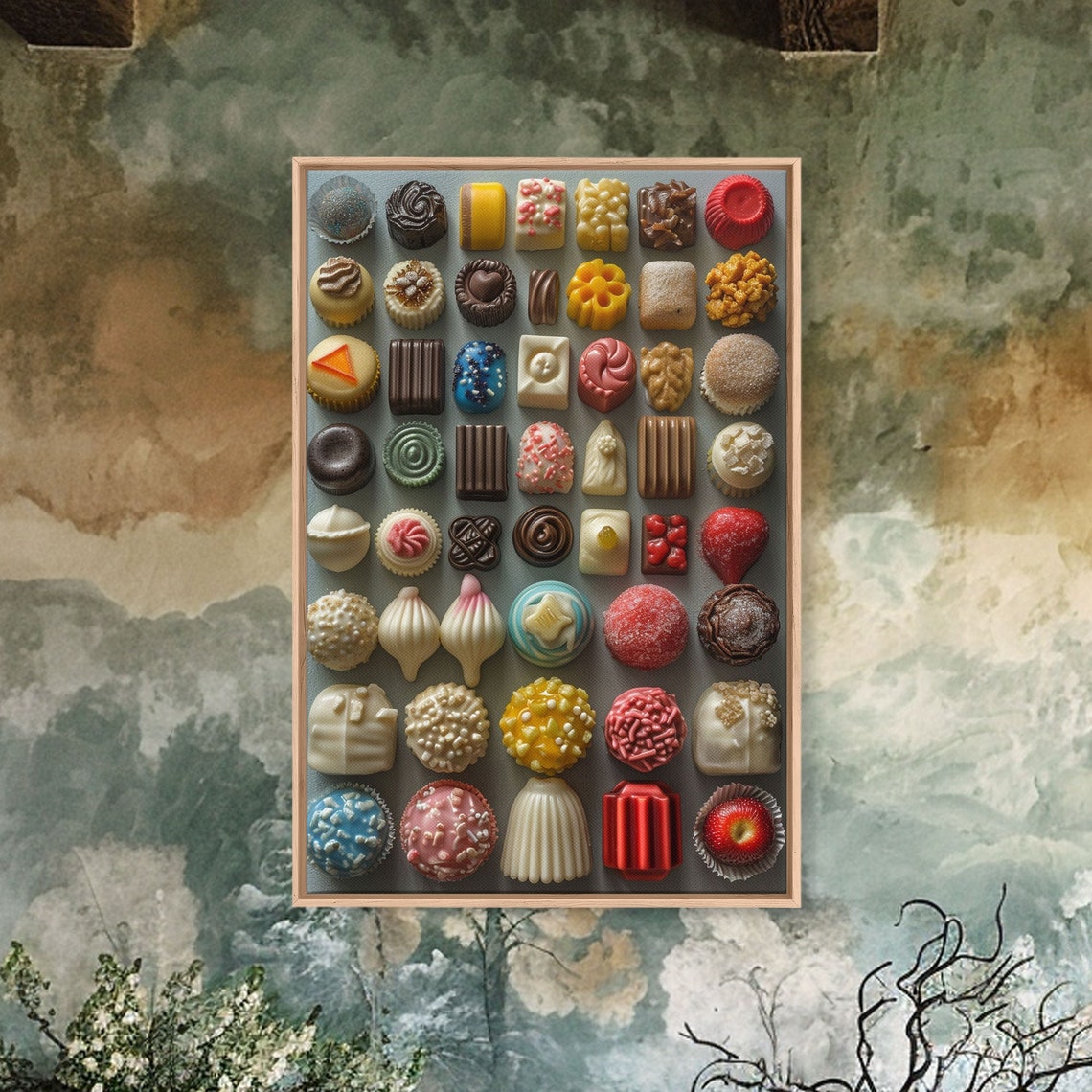 Assorted Chocolate Pralines Grid Colorful Candy Photography Wall Art - Image 5