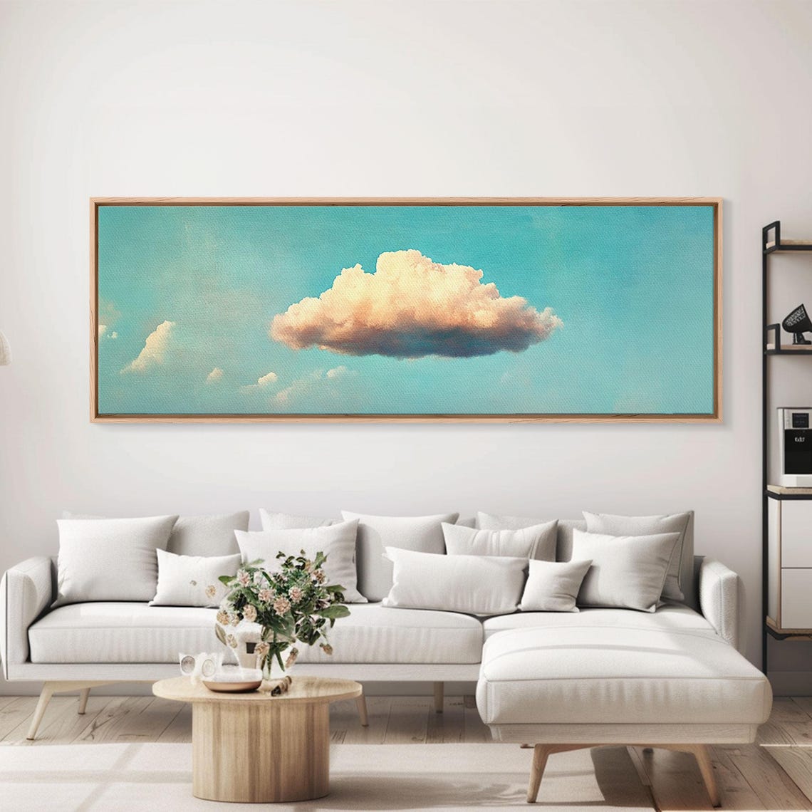 White Cloud Turquoise Sky Floating Cloud Serene Sky Art Print - Image 2